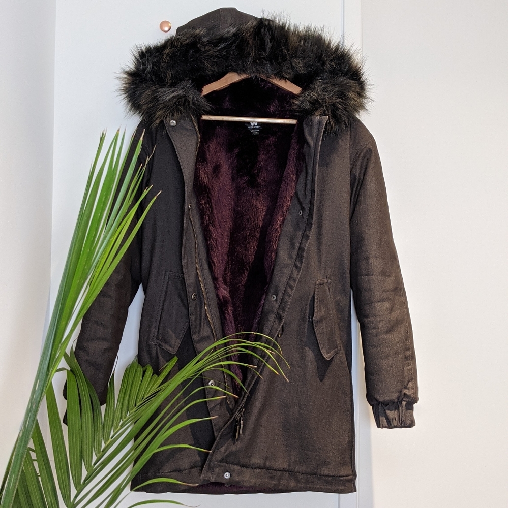 Faux Fur Slate Grey Winter Coat